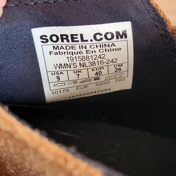 SOREL Evie Tan Waterproof Pull On Suede Leather Wedge Ankle Booties 9 - Picture 10 of 11